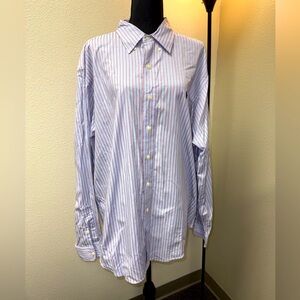 Ralph Lauren Classic Blue Stripe Button Down Long Sleeve Shirt. XXL.